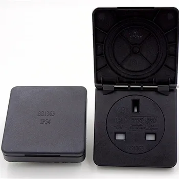 

British industry safety outlet 13A 250V IP44 TUV BS certification black 2p+E UK waterproof power connector socket