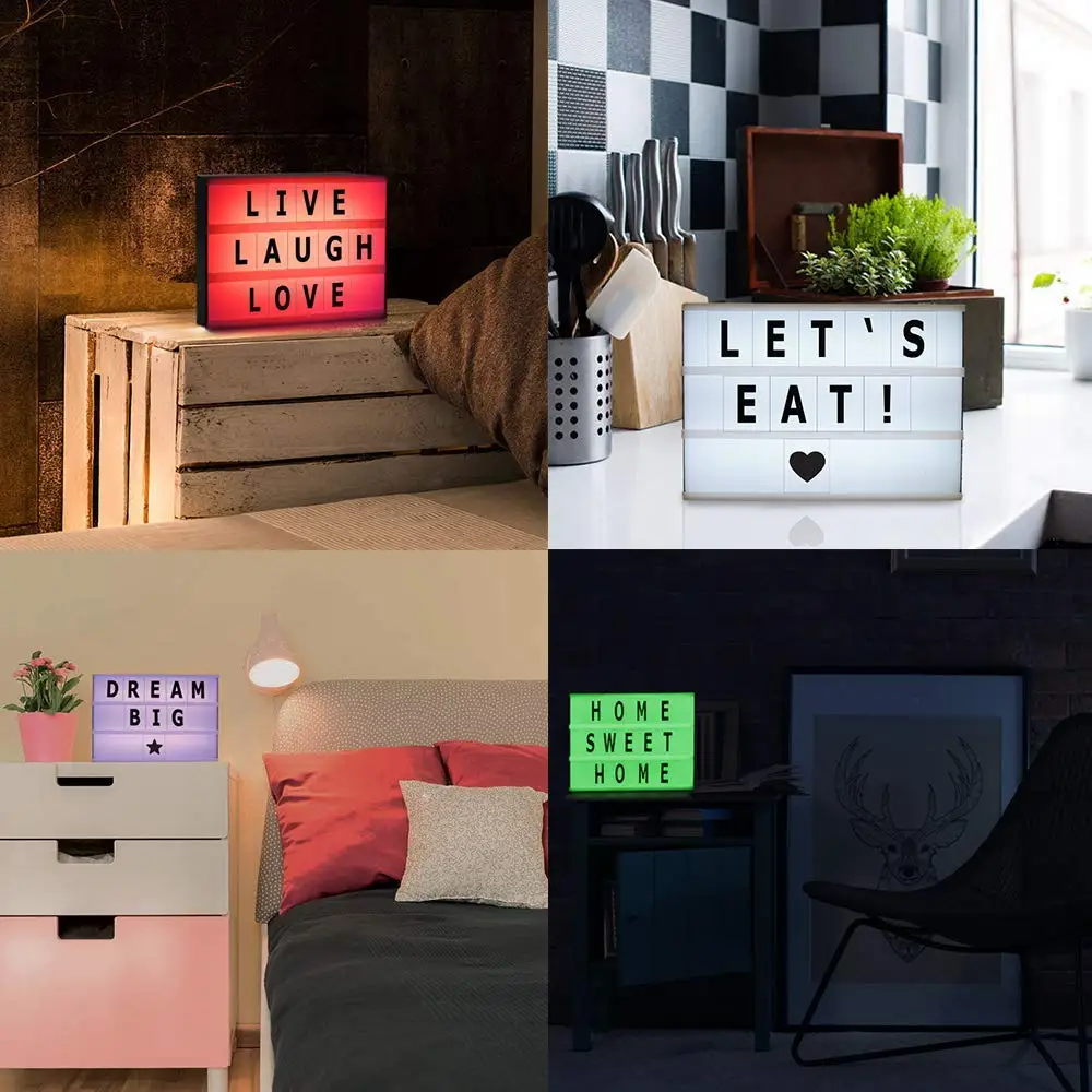 

New Color Changing Cinema Light Box with Letter LED Light Box Letter Light Box with 96 Letters Plastic Multicolor RGB Controler