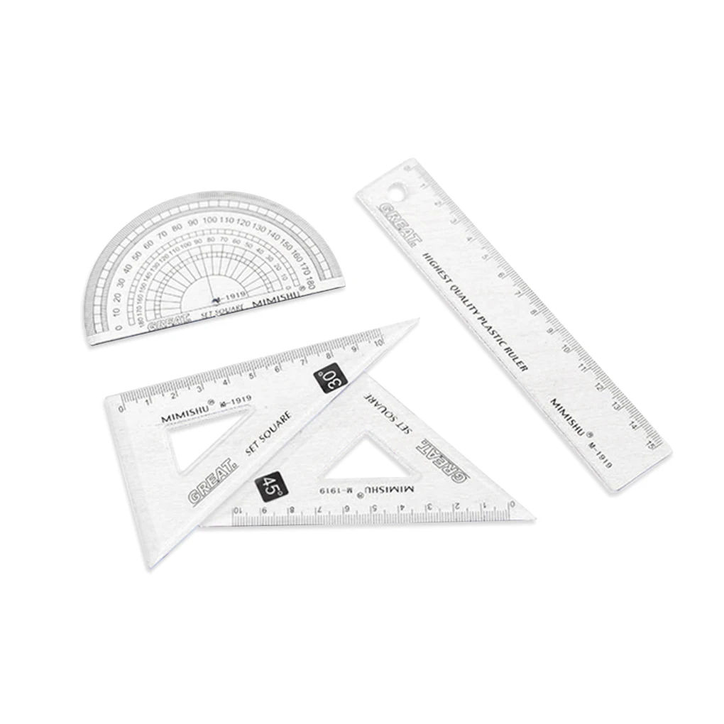 

4Pcs/set Ruler Stationery Set Home Office School Student Kids Painting Metric Tool