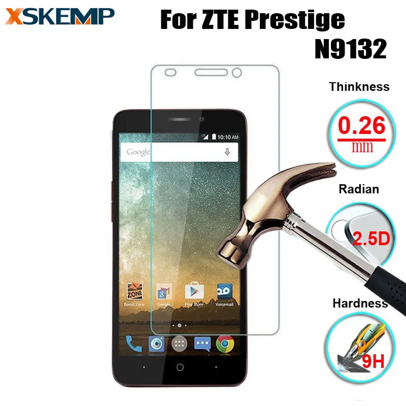 

For ZTE Prestige N9132 0.26mm 2.5D No Fingerprint Tempered Glass Glossy Screen Protector Front Explosion-Proof Protective Film