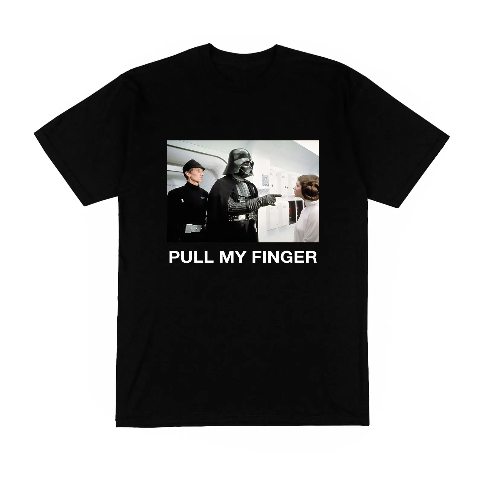 

T-shirt homme tire mon doigt humour star wars dark vador leila princesse jedi Cotton T-Shirt Fashion Free Shipping