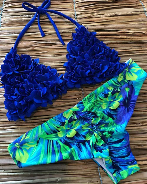 3D flower Bikinis Brazilian Swimwear Women Push Up Swimsuit Badpak