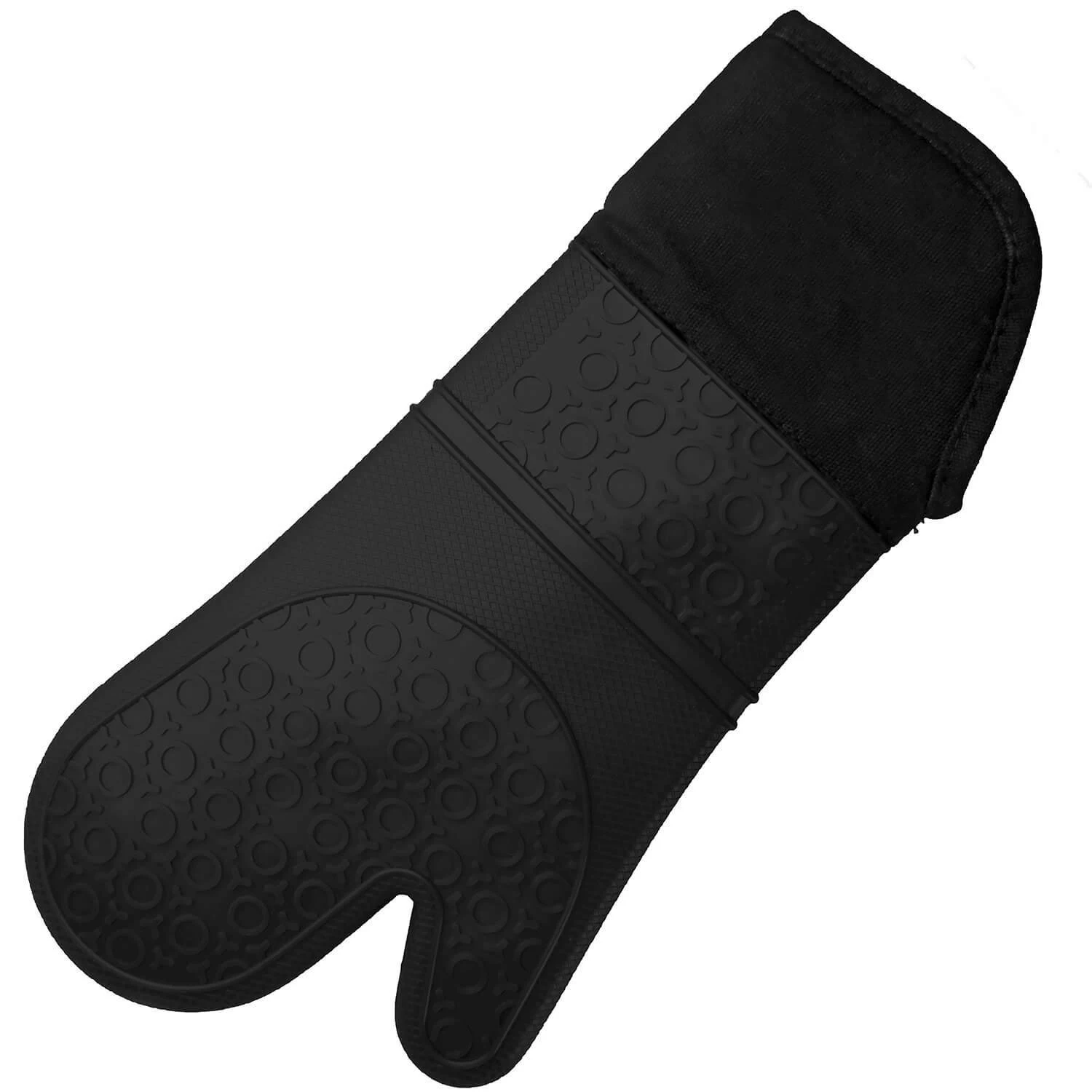 1 Pcs/1 Pair Extra Long Professional Silicone Black Oven Mitt Slip