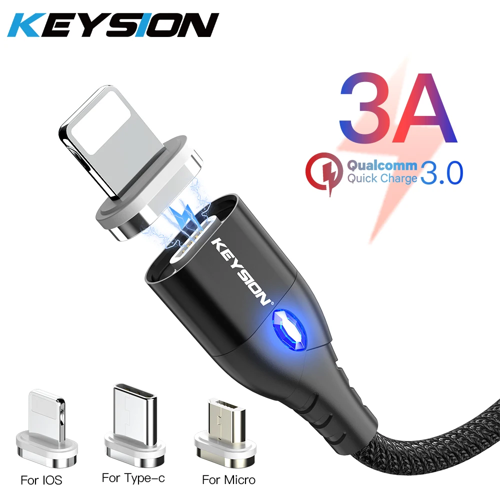 

KEYSION USB-C Magnetic Cable For Samsung Galaxy A70 A50 A30 A20 Cable 1M 3A Fast Charging Wire Type-C Magnet Charger Phone Cable