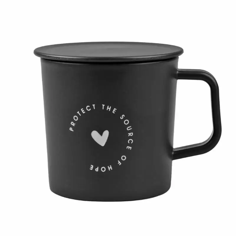 Скандинавский стиль пластиковый стакан для кофе кружка чай молоко кружки с крышками домашняя кухонная посуда для питья ручка для завтрака напиток дом любовь/Кактус - Цвет: Black