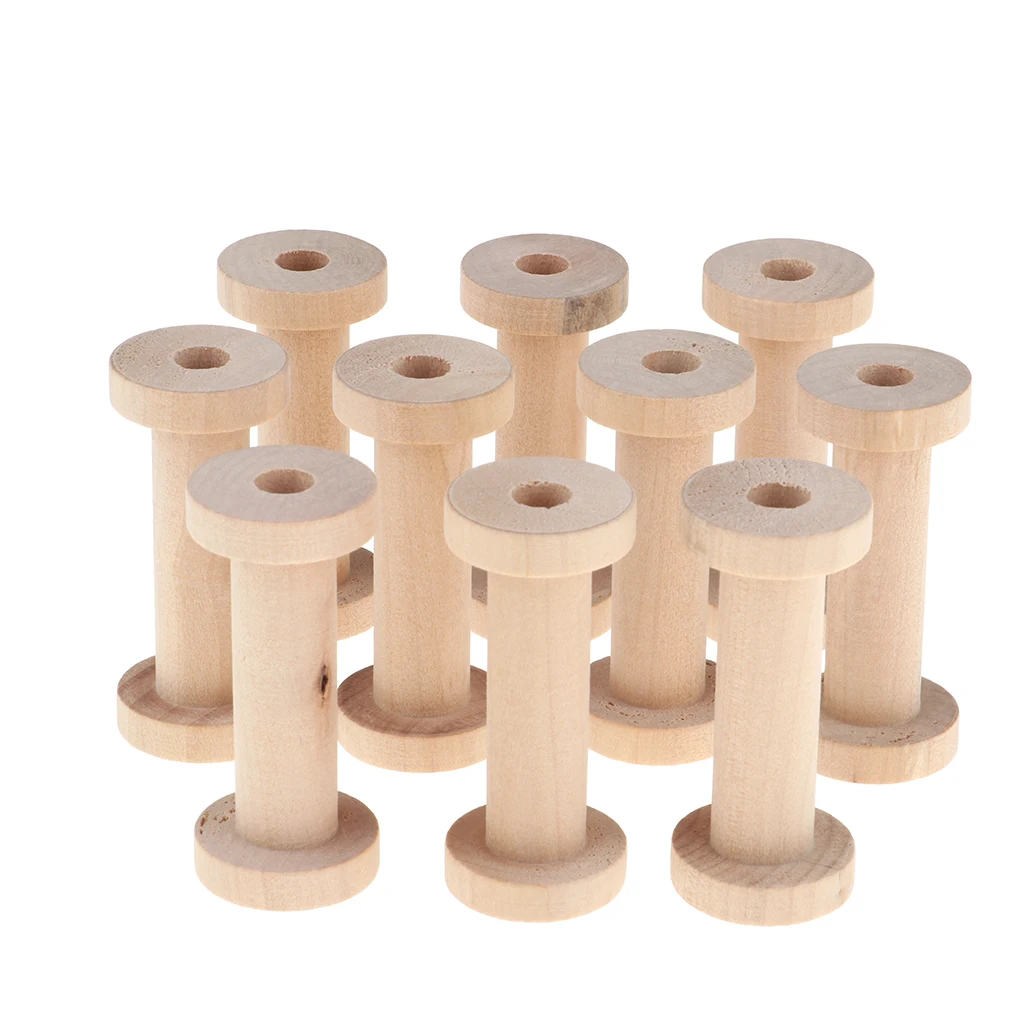 MagiDeal Spool Wooden Empty Vintage DIY Roller Coils for Sewing Crafts Wire