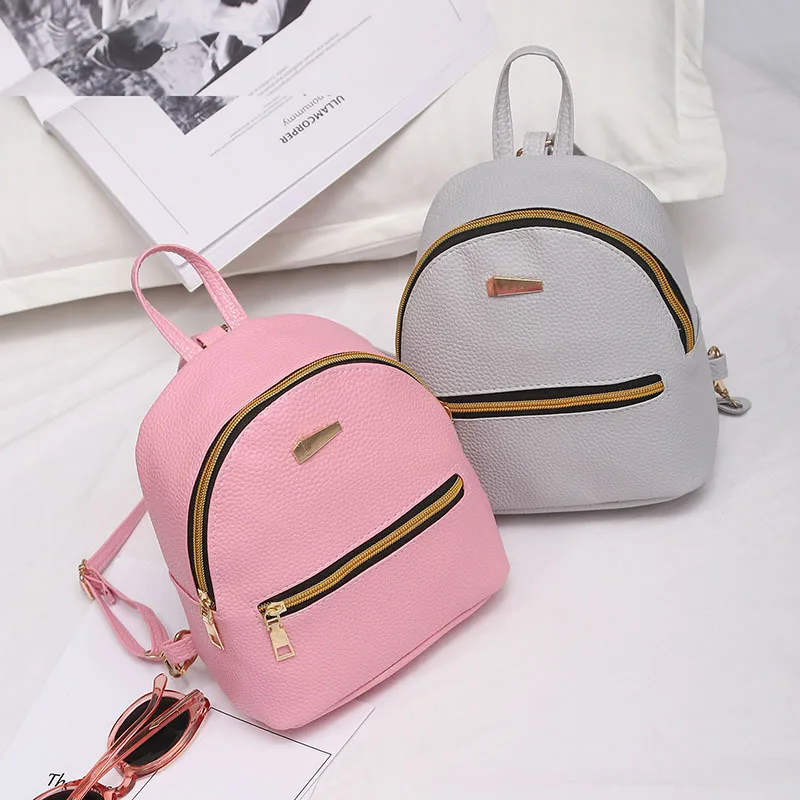 

Fashion Women Backpack 2019 Pu Leather Women Back Solid Zipper Daily Casual Backpacks for School Teenagers Girls