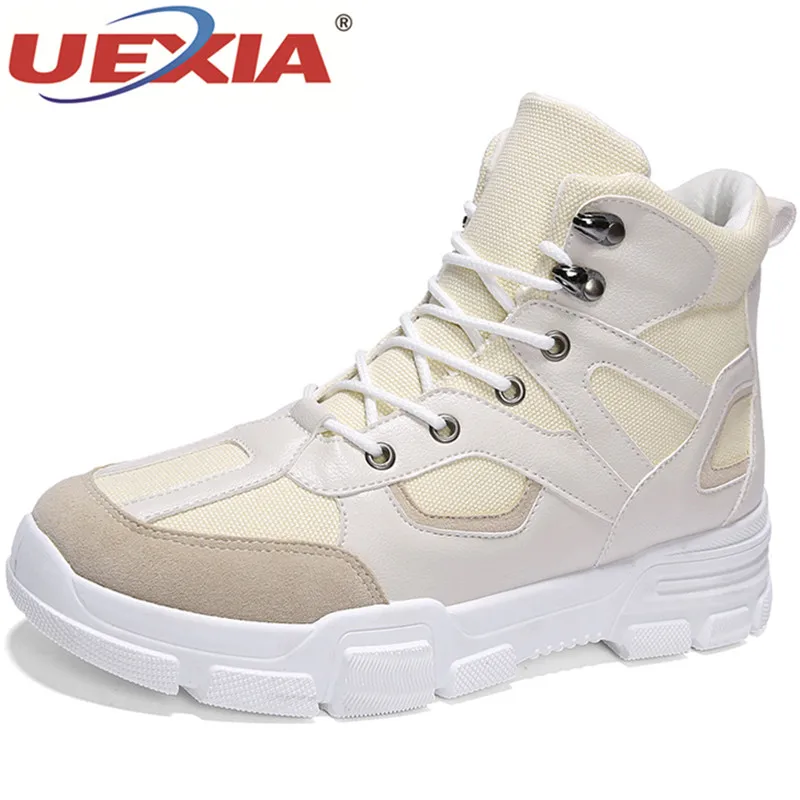 

UEXIA Men Boots Shoes Male Desert Work Ankle Botas Tactical Men's Working Combat Hunting Military Stitching Canvas Motorcycle