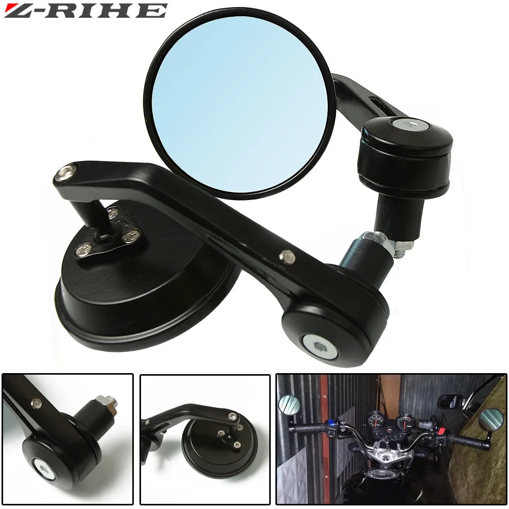 Motorcycle 7/8'' 22 mm Handlebar end Round Side Mirrors Moto Aluminium