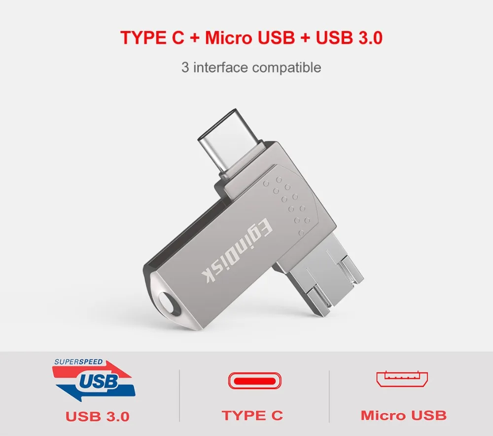 Флеш-накопитель OTG USB для телефона Android, Usb 3,0, флеш-накопитель, 128 ГБ, Тип C, Micro Usb накопитель, 16 ГБ, 32 ГБ, 64 ГБ, флешка для устройства type-C