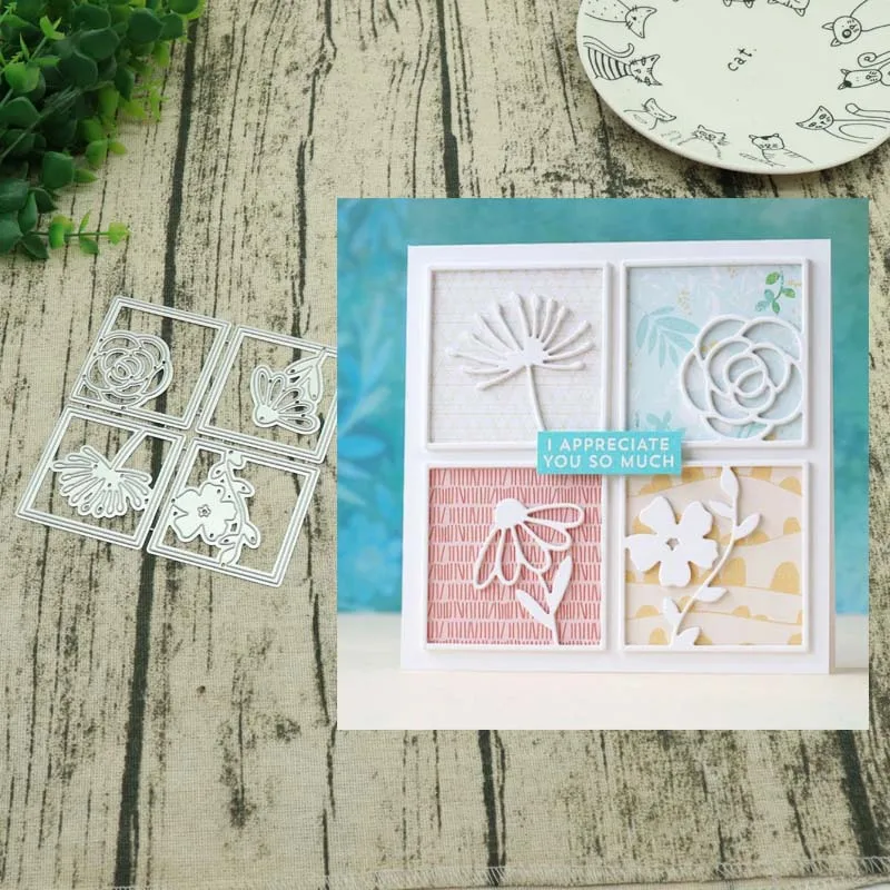

4PC Metal Cutting Dies Stencil for DIY Scrapbooking Photo Album Embossing Paper Cards Decorative Crafts