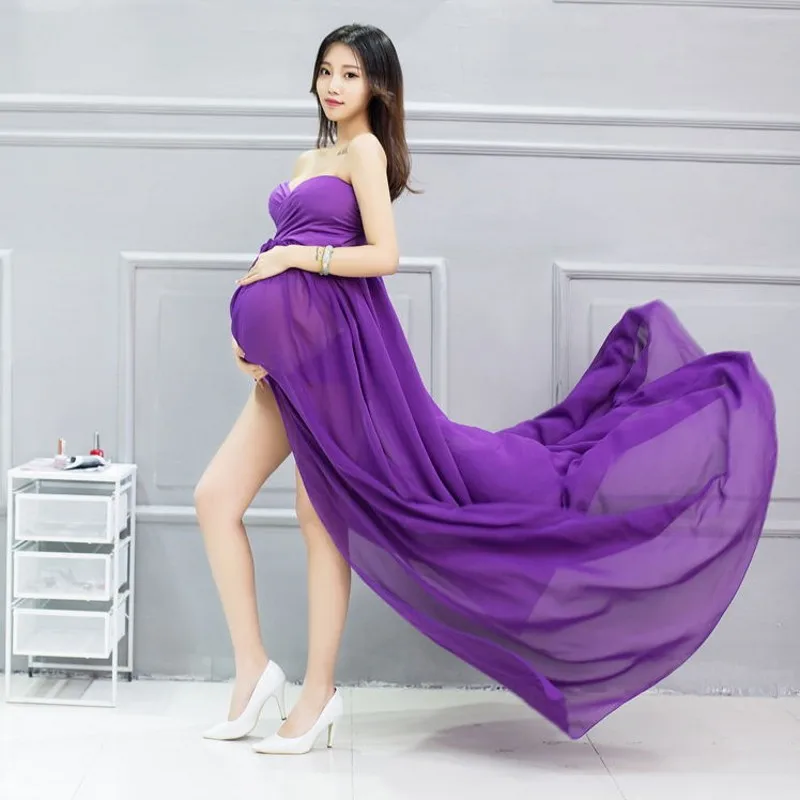New Maternity Photography Props Long Ankle Length Maternity Dresses For
