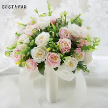 Розовые Свадебные цветы романтический свадебный букет Искусственный шелк свадебные искусственные цветы украшения