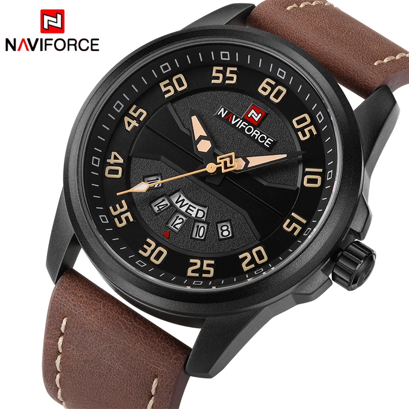 Часы NAVIFORCE мужские армейские кварцевые с кожаным ремешком|masculino|masculinos relogiosmasculino
