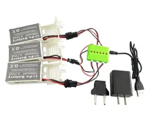 3 Pcs 3.7v 1000mah Battery and 1 to 3 USB Charger for Udi U842 U842-1 U818S Rc Quadcopter Drone Black Spare Parts Batteries Set