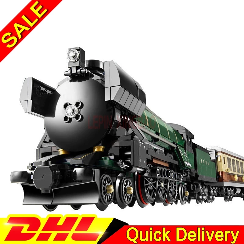 

LP 21005 1085Pcs Technic Series Emerald Night Train Model Building Kit Block Bricks Lelyesings Toys Clone 10194