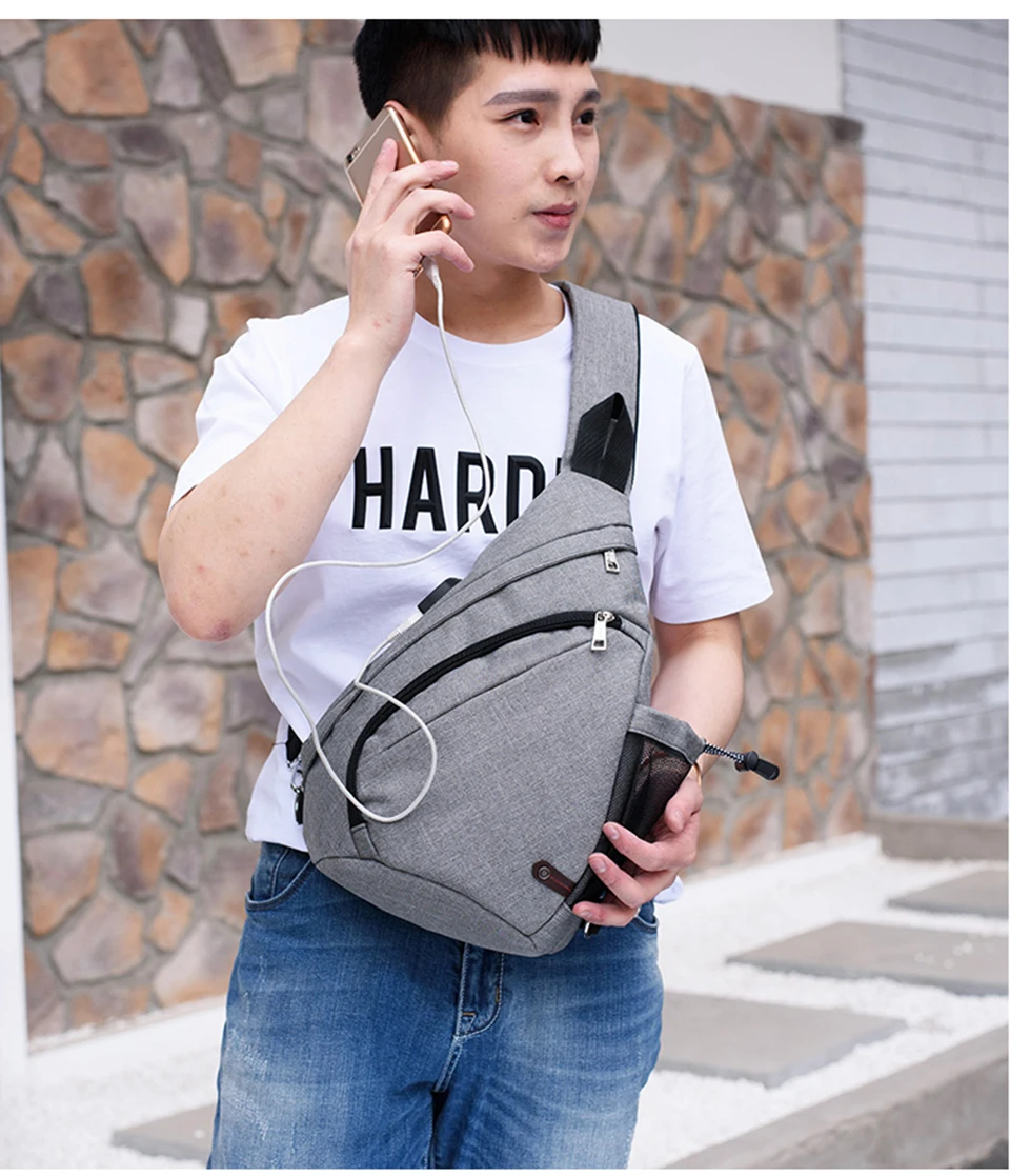 Mens Chest Bag Crossbody Shoulder Bags Women Bagpack Male Messenger Back Packs Cross Body USB Charging Business School Sac Bolsa (2)