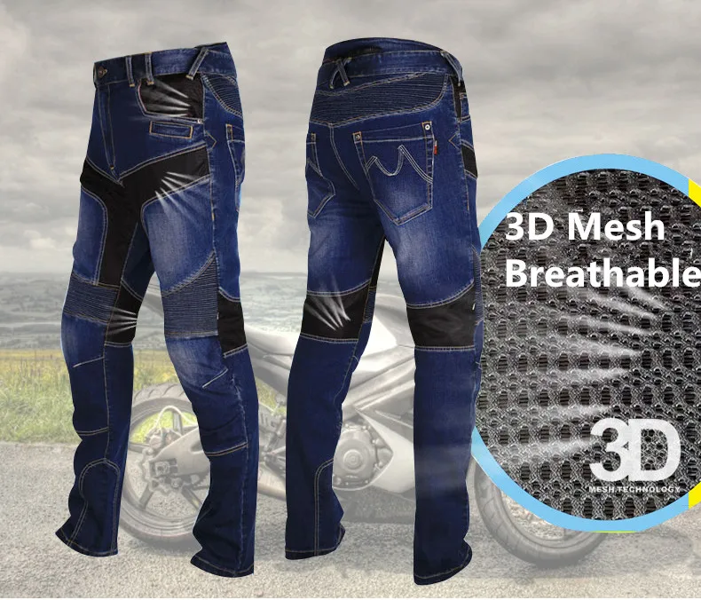 Летние брюки для малышей внедорожные Прохладный мото джинсы защитной Шестерни велосипед брюки для девочек S, M, L, XL, XXL, XXXL, XXXXL, 3XL PK718 гоночный мужской синий Для мужчин джинсы для езды на мотоцикле - Цвет: 3D Mesh