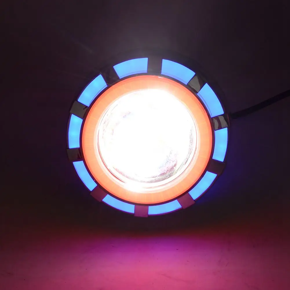 

Motorcycle Projector Headlight Double Angel Devil Eye Led Driving Light With Green and Blue 30W 1200Lm 200000H(Blue and Red)