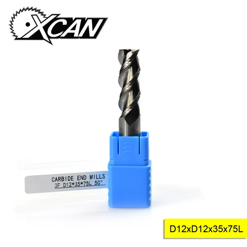 

XCAN 1pcs 12mm Shank 3 Flute Tungsten Steel Milling Cutter End Mill for Cutting Aluminum CNC Milling Tools Router bits