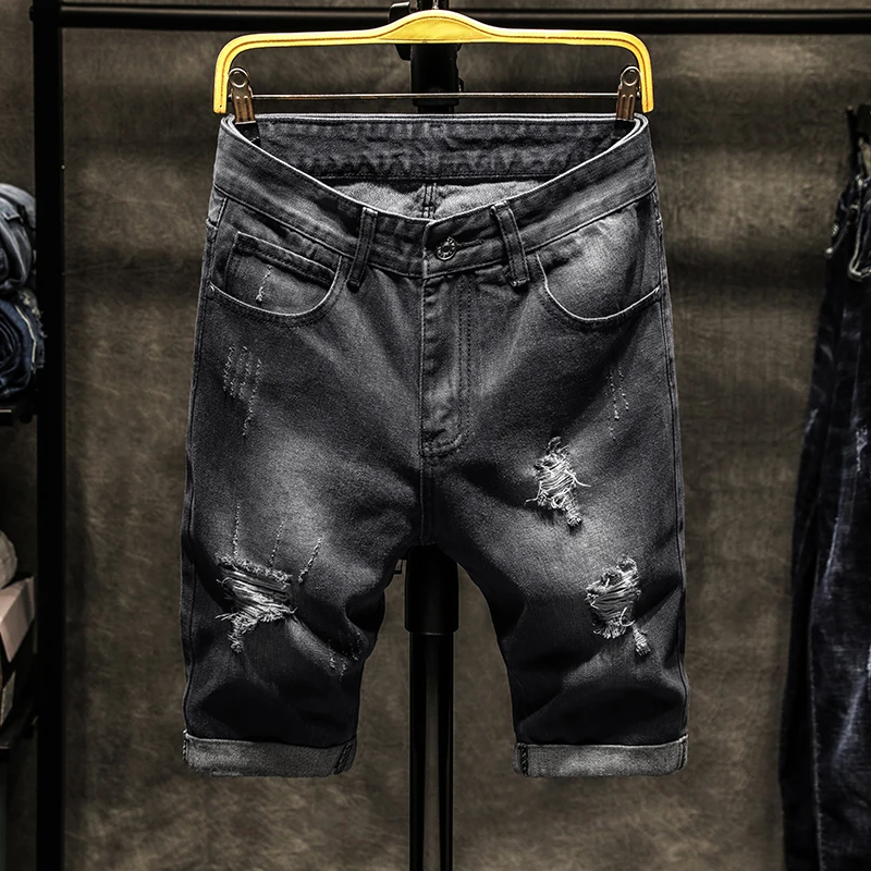 

Denim shorts male summer jeans men jean shorts bermuda skate board harem mens jogger ankle ripped wave denim shorts 2019 new
