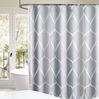 

Modern Simple Wavy Print Pattern Shower Curtain Thicken Mildew Proof and Water Proof Polyester Fabric Bathroom Curtains