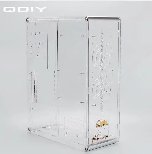 QDIY PC A006SM MicroATX прозрачный акриловый чехол для компьютера ПК с водяным охлаждением