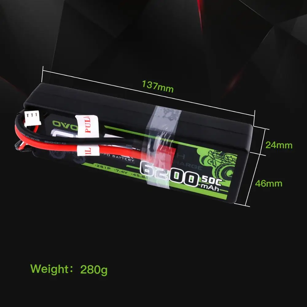 2X ovonic LiPo Батарея 6200 мАч 7,4 В LiPo 2S 50C-100C Батарея пакет на колесиках для 1:8 1:10 Размеры Bandit Emaxx слэш HPI RC автомобиль