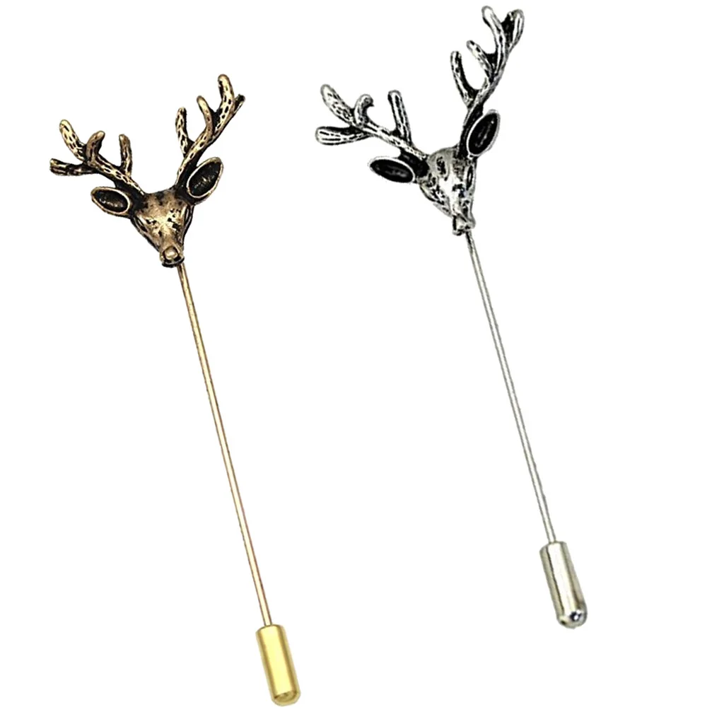 

Elk Stick Pin Suit Tie Brooch Badge Boutonniere Electroplated Corsage Mens Wedding Party Jewelry