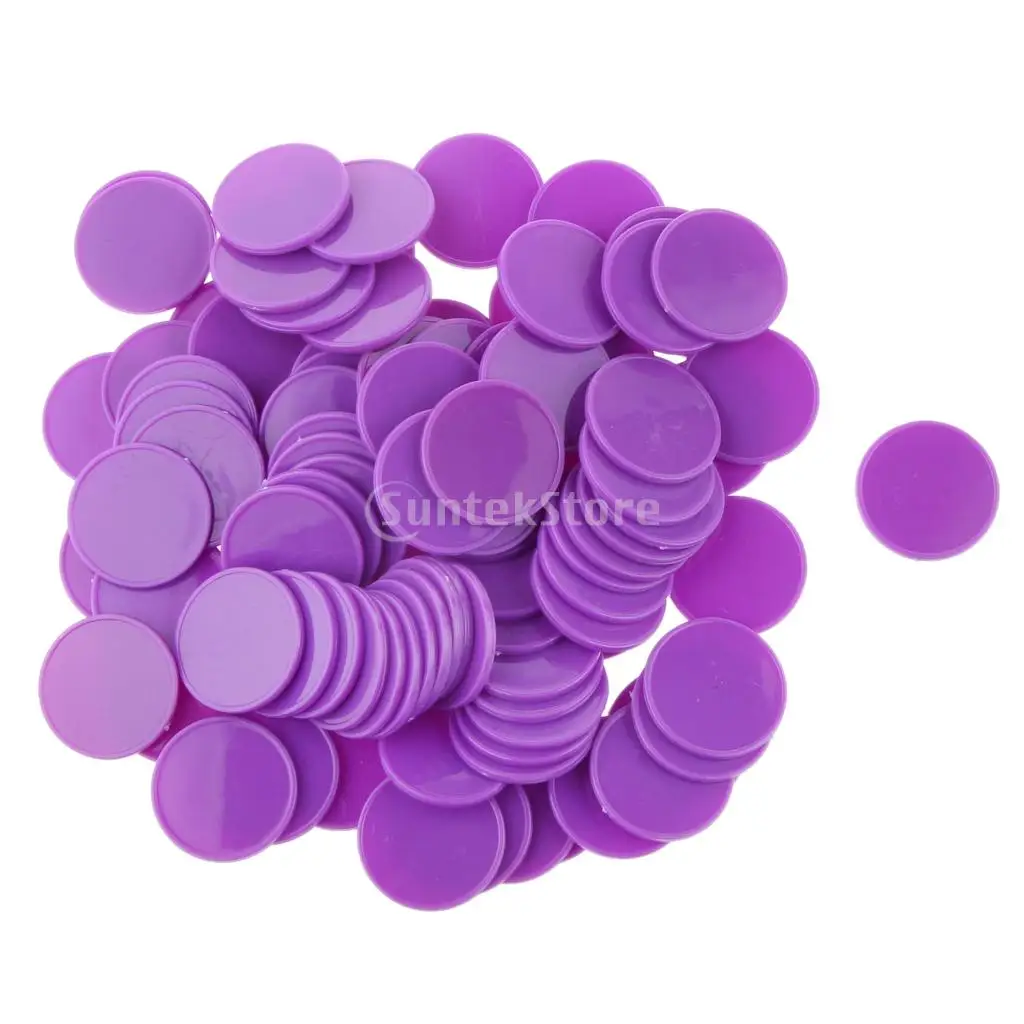 100 штук Пластиковые покерные фишки маркеры бинго маркеры игрушки для вечерние аксессуары для настольной игры в казино - Цвет: Purple