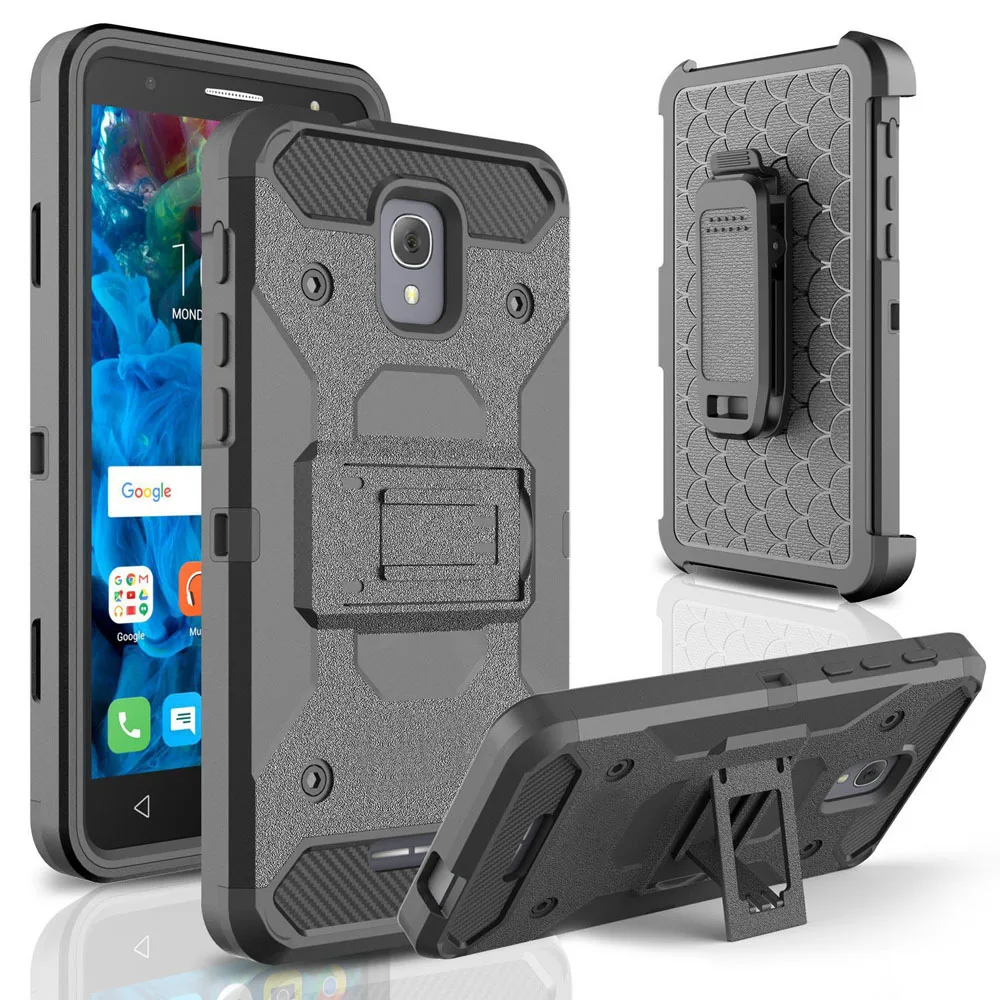 

Heavy Duty Hybrid Armor Case Shockproof Holster+Belt Clip Kickstand Cover For Alcatel Fierce 4/Pop 4 Plus/OneTouch Allura 5.5"