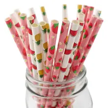 25pcs Drinking Paper Straws Watermelon strawberry Straw Its Pink Blue Baby Shower Decoration Gift Party Event Supplies 6Z
