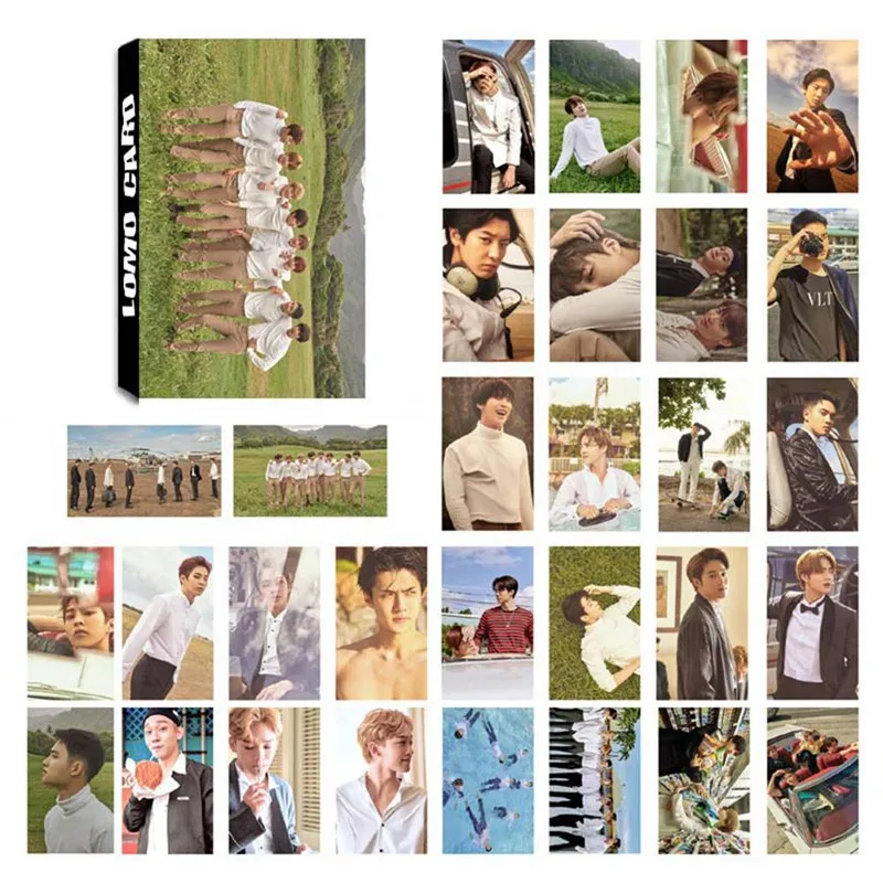 

30Pcs/Box KPOP EXO Album Collection Photo Card PVC Cards Self Made LOMO Card Photocard