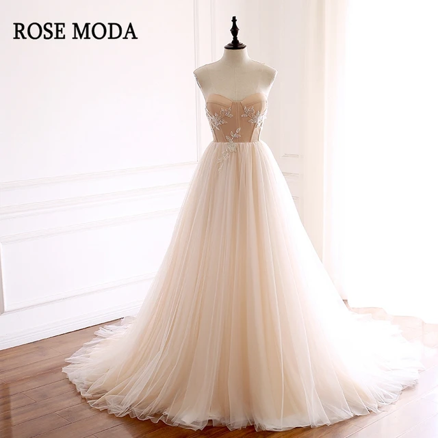 Champagne Rose Wedding Dress
