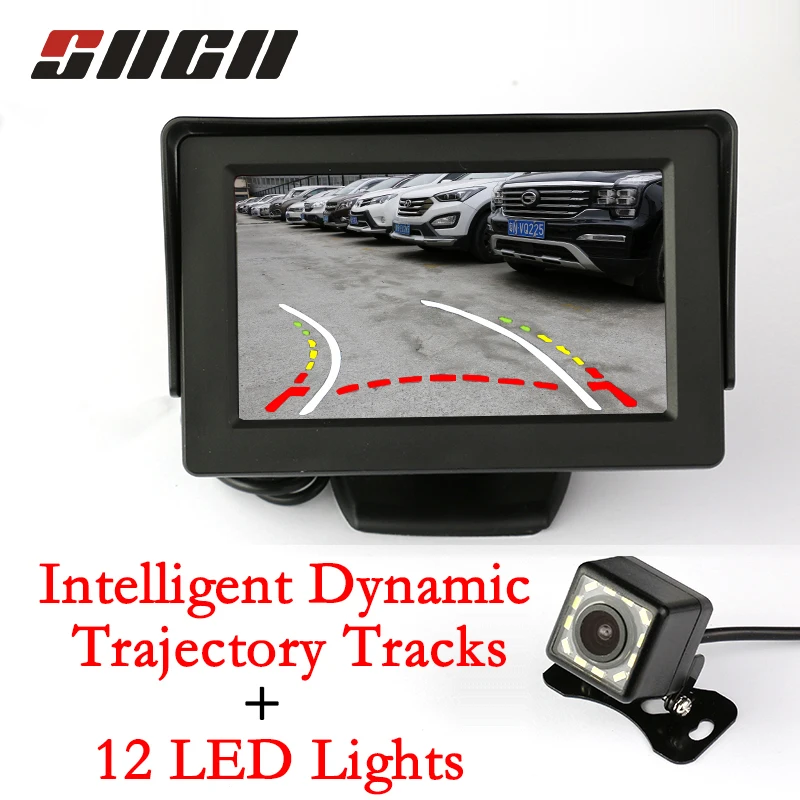 

Auto Camera Car Intelligent Dynamic Trajectory Tracks Rear View Camera CCD HD+4.3" TFT LCD Color Rearview Display Monitor