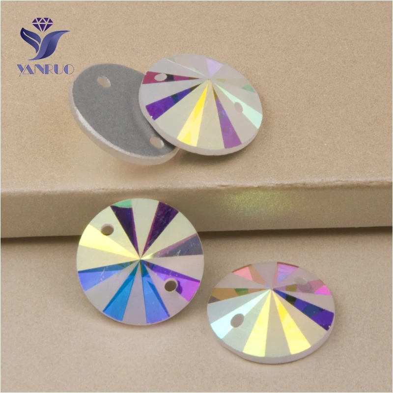 

YANRUO 2004MTH 14-20mm AB Round Matte Flatback Sew On Crystals Stones Strass Glass Rhinestone For Clothing