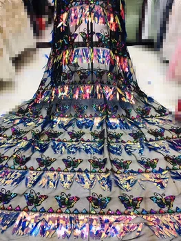 

Nigerian french net Lace Cyndi-12.2512 Embroidered Cord Lace Fabric with full beads for bridal dress