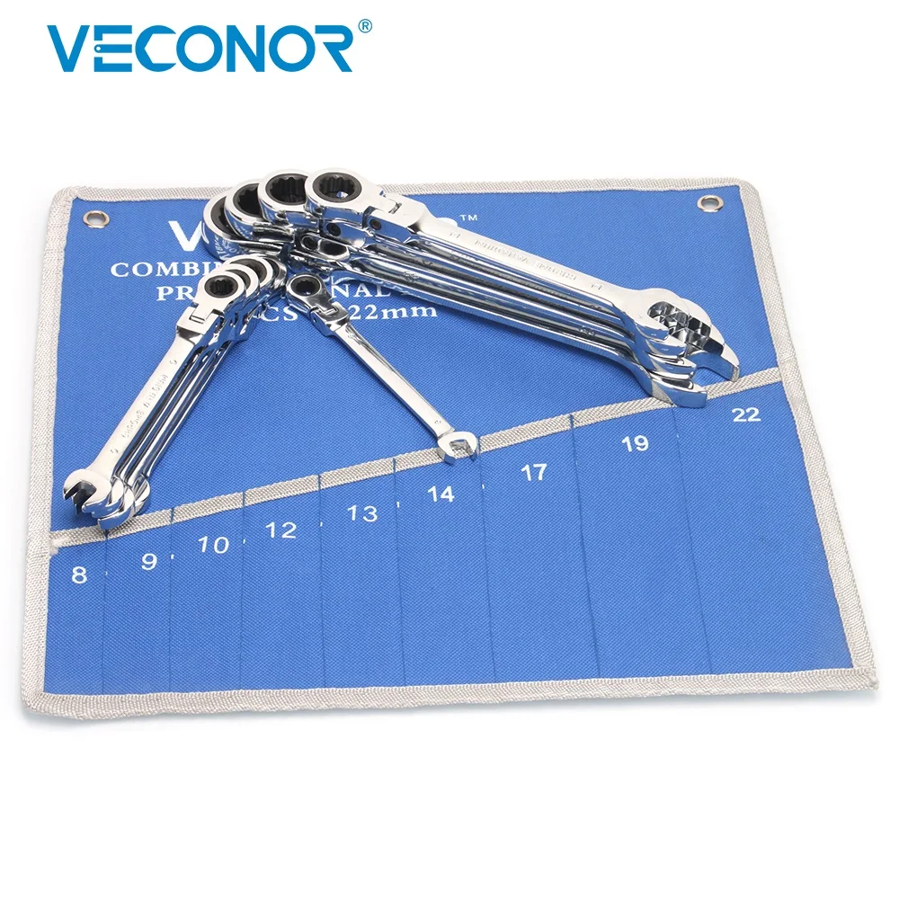 8-22mm Keys Ratchet Wrench Spanner Set of Tools Combination Multitools Storage Pouch 72-Tooth Hand Mirror Finish | Инструменты