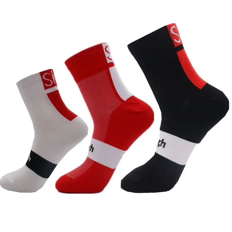 

Men Cycling Socks Breathable Sports Outdoor Running Bikes Socks Black White