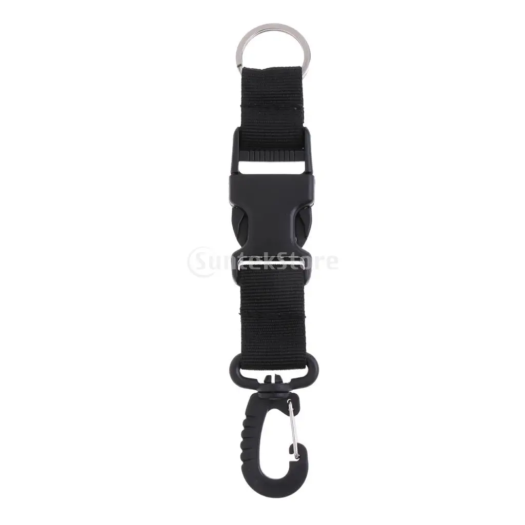 Underwater Scuba Diving Spearfishing Free Diving BCD Webbing Lanyard Holder Strap Quick Release Buckle & Swivel Clip