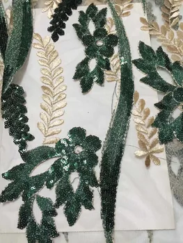 

African Lace Fabric 3D Flower High Quality 2019 Gold French Tulle Lace Fabric Appliqued Nigerian Net Lace For Wedding Dress