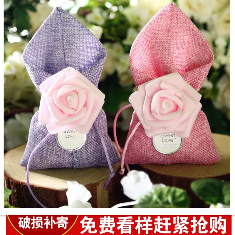 

Rose linen Candy Bag wedding and party creative personality candy bags box wedding supplies gift bag