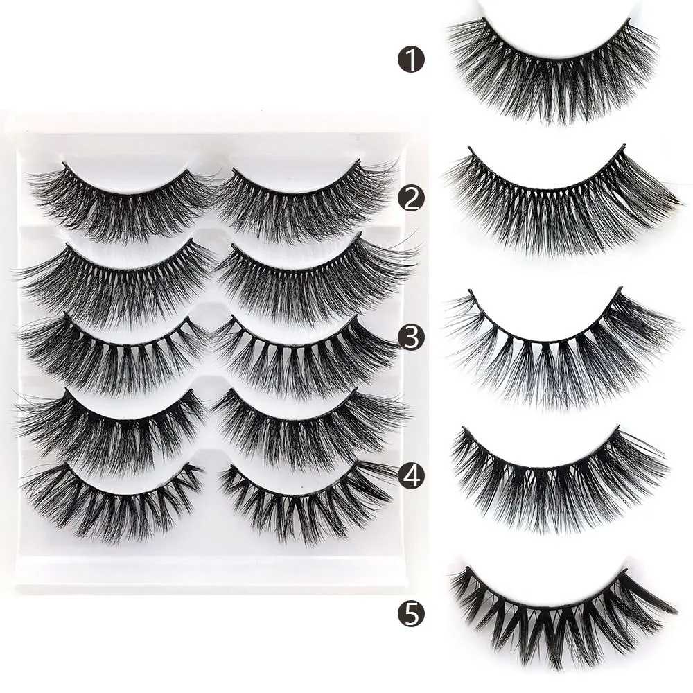 

NEW Mix 5 Pairs 3D Mink Hair False Eyelashes Criss-cross Wispy Cross Fluffy Lashes Extension Handmade Eye Makeup Tools