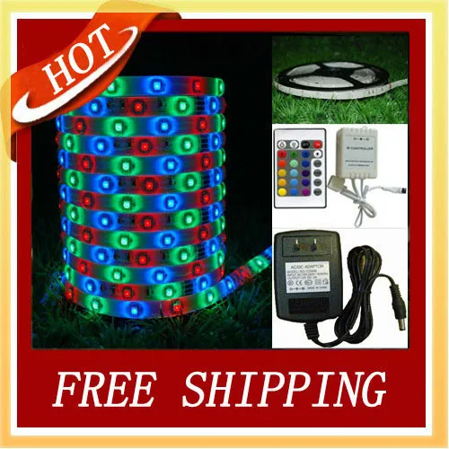 5 м 3528 60led/м гибкий свет прокладки 300LED RGB + 24 клавиши ИК-пульт дистанционного