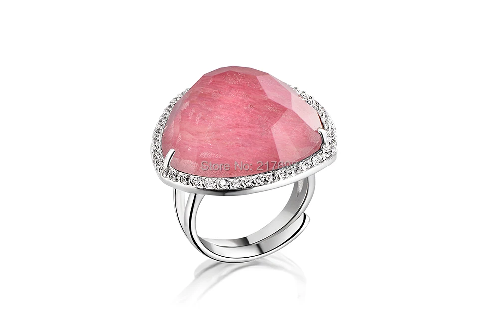 

DORMITH free shipping 925 sterling silver Natural Rhodonite stone rings for women finger size is ReSizable