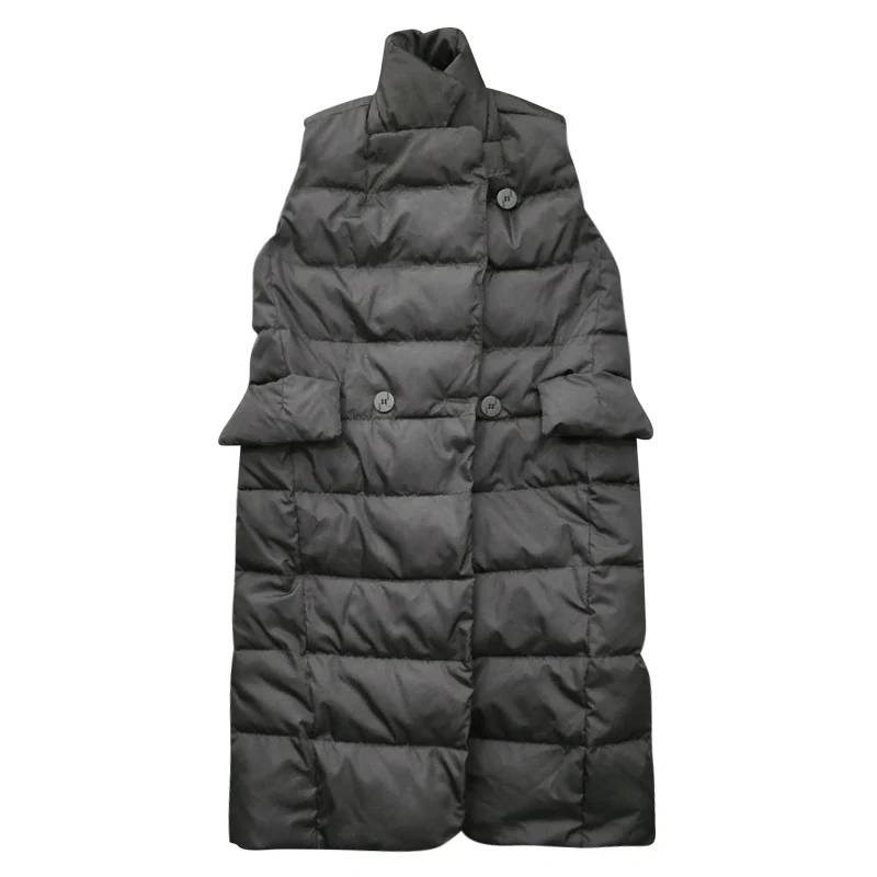 

2019 winter new fashion Double Breasted black vests female loose thicken long vests women casual outerwear gx1478 drop ship