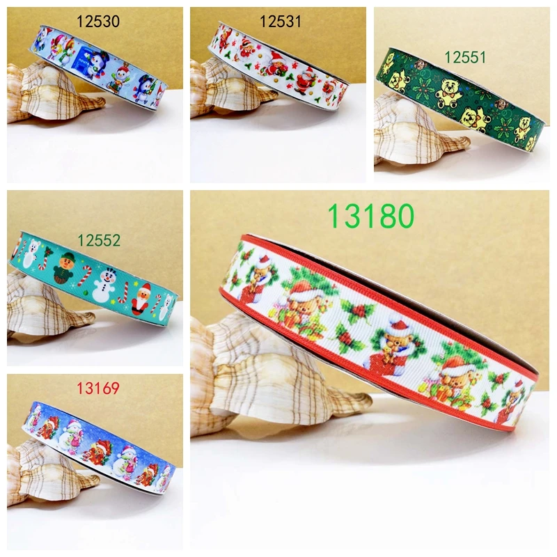 

Free shipping 50 yard Christmas printed grosgrain ribbon 13180