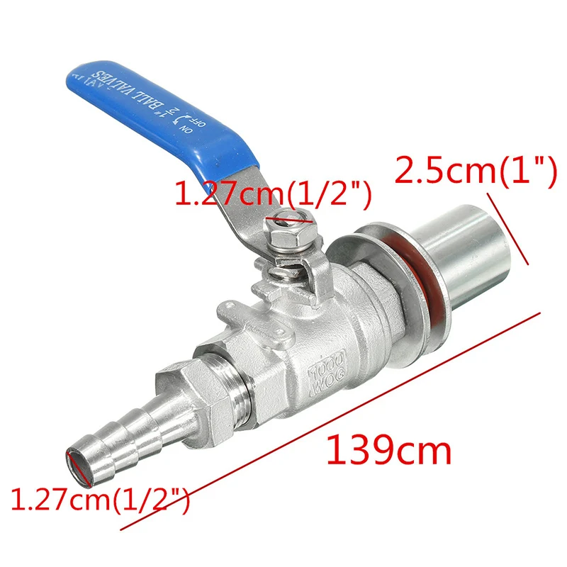 1 шт. Нержавеющая сталь мяч Клапан 1/2 "Барб трубы бесшовных компактный чайник Клапаны Homebrew