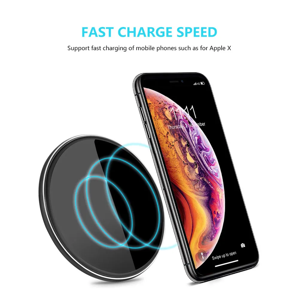 KISSCASE зеркало 10 Вт Быстрое беспроводное зарядное устройство для iPhone XR XS Max XS X 8Plus Qi Беспроводное зарядное устройство для samsung Galaxy Note 9 8 S10 S9