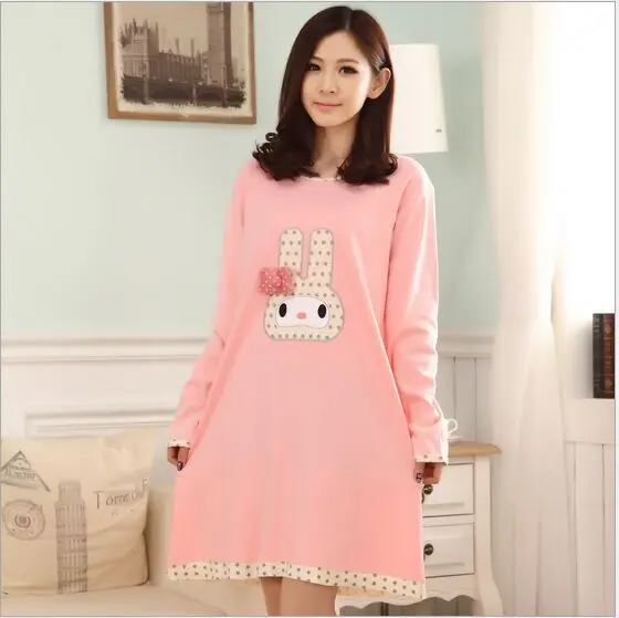 De punto de Algodón Camisones y Sleepshirts noche ropa traje mujeres mujer chica rabit animal lindo de dibujos animados ropa de dormir